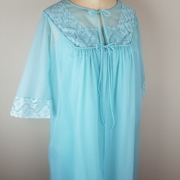 Vintage 1950's Beautiful Blue Peignoir Set Size Small Henson Kickernick - Picture 7 of 16